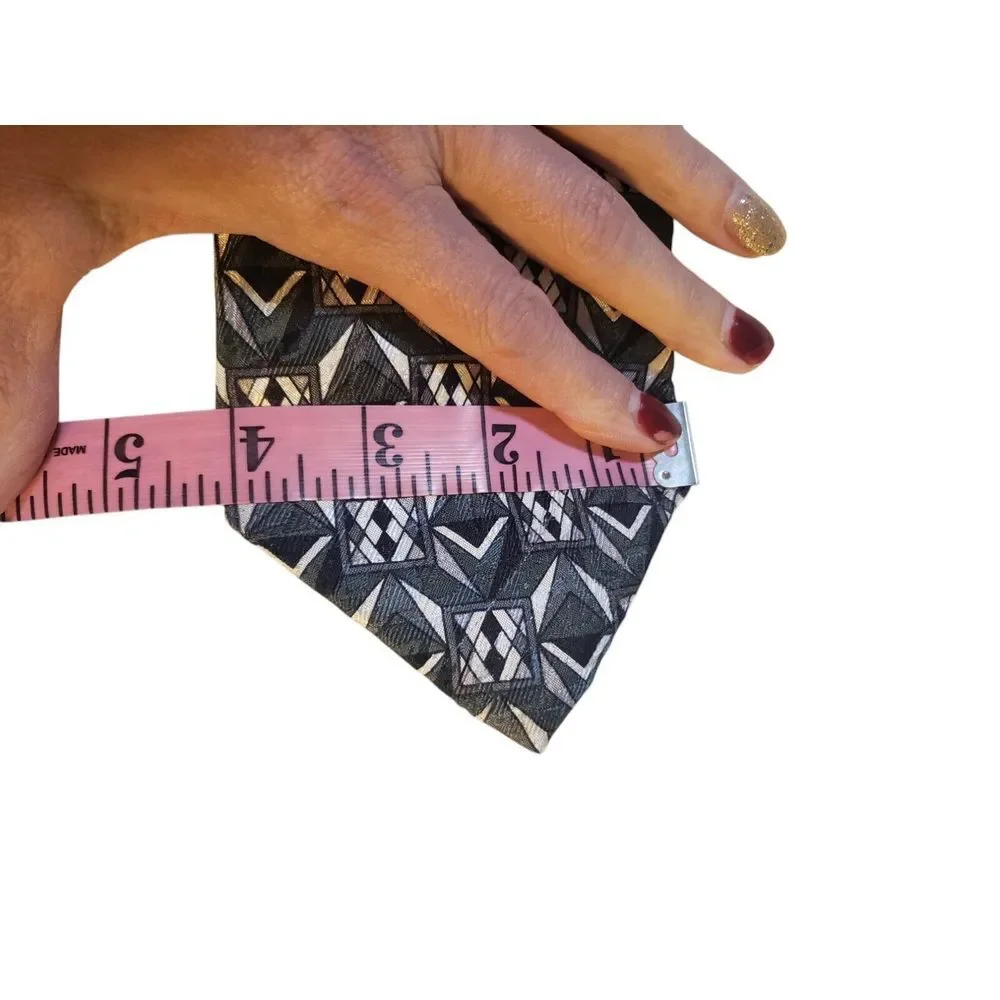 Zylos George Machado. Mens Tie Necktie Designer Black Green White Geometric Work